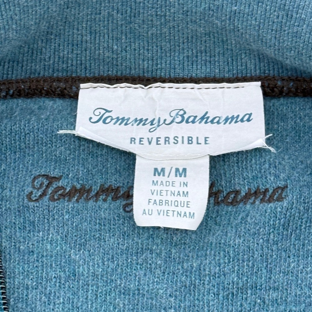 Tommy Bahama Sweatshirt Mens M Reversible Quarter Zip Pullover Gray Blue - Picture 5 of 9